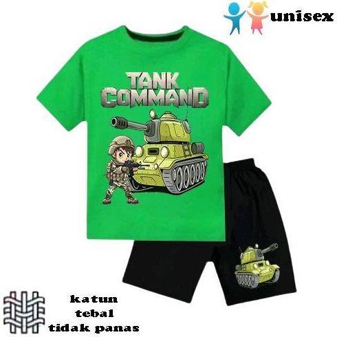 setelan baju anak laki-laki perempuan baju kaos anak laki-laki perempuan motif mobil tentara tank um