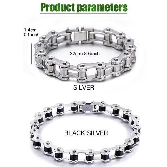 KEZOUKAKU Gelang Rantai Sepeda Motor Stainless Gotik Antik Fashion Bracelet Gelang Pria Wanita