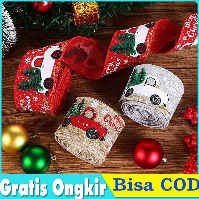 KEZOUKAKU Pita Natal Merry Christmas Pita Kain Goni Hiasan Natal Lebar 5 cm