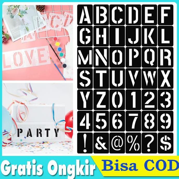 KEZOUKAKU Stencil Angka & Huruf Cetakan Cat Semprot Plastik Lettering Stencil