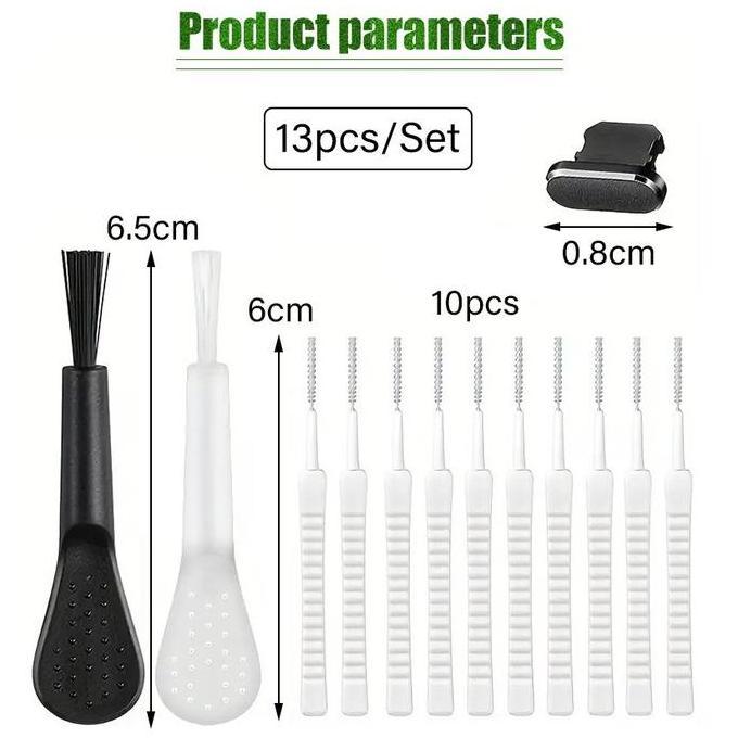 KEZOUKAKU 13Pcs/Set Mini Sikat Pembersih Lubang Charger HP Shower Head Anti Sumbat Type-C Dust Plug 
