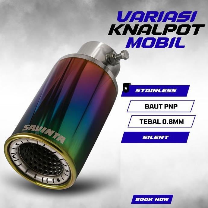 Cover Knalpot Mobil Universal Manual Matic Baut PNP Full Stainless Suara Silent Variasi Muffler Rain