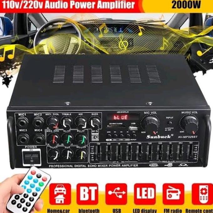 POWER AMPLIFIER KARAOKE BLUETOOTH EQ USB FM RADIO SUNBUCK