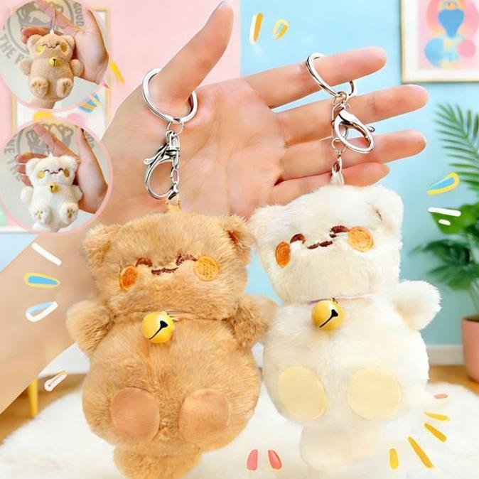 HIKAUN Gantungan Kunci Boneka Kucing Lucu/Boneka Lembut Dengan Bell/ Gantungan Kucing Imut Untuk/ Ga