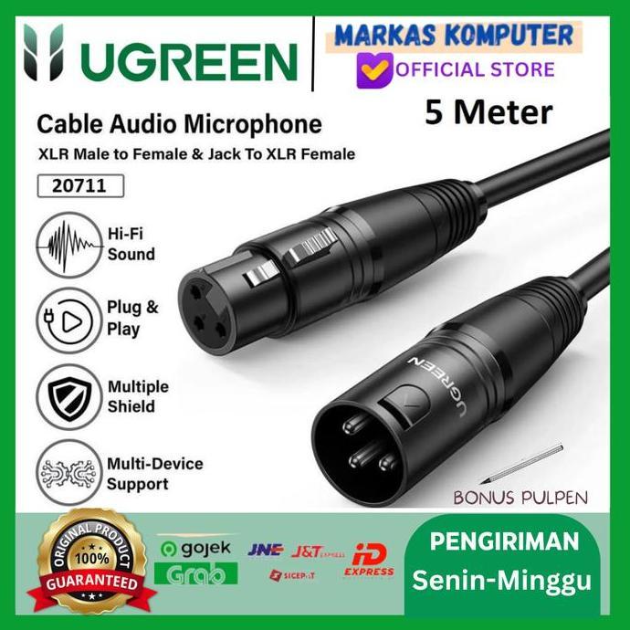 UGREEN XLR Male Microphone Karaoke Condenser Female Audio Aux Kabel Microphone 20712