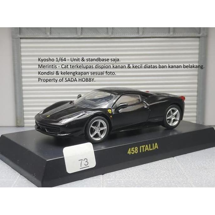 KYOSHO 1/64 FERRARI 458 ITALIA BLACK UNIT & STANDBASE ONLY MINUS SHOBBY
