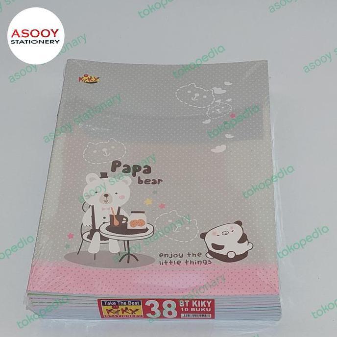 Book- Buku Tulis Kiky 38 Lembar (Isi 10 Buku) ,Motif Di Dalam Garis Tanpa Gambar