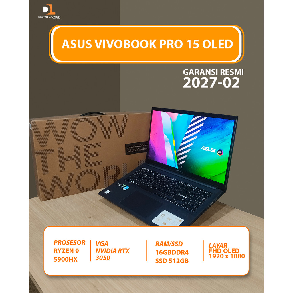 ASUS VIVOBOOK PRO 15 OLED RYZEN 9 5900HX RTX 3050 RAM 16GB SSD 512GB
