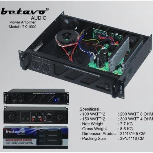 BETAVO AUDIO PROFESSIONAL POWER TX 1000 TX1000 AMPLIFIER - POWER AUDIO