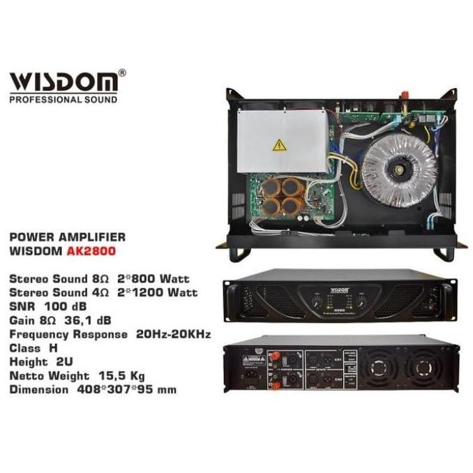 POWER WISDOM AK2800 2-CHANNEL POWER AMPLIFIER WISDOM AK-2800/AK 2800