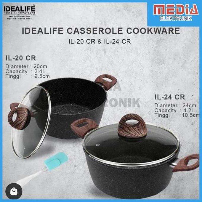 IDEALIFE Casserole Cookware Panci Casserole 24cm IL24CR