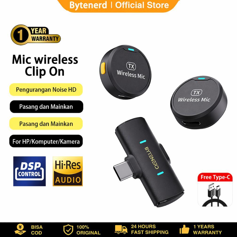 Gratis Ongkir Bytenerd Wireless Microphone Clip On Mic Portable Microphone Mikrofon Lavalier Untuk T