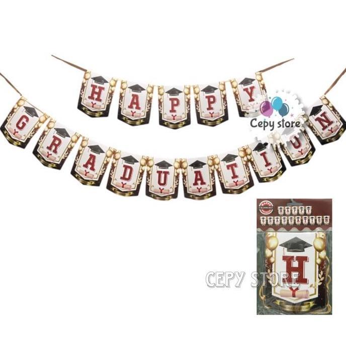 Pilihan - Banner Happy Graduation / Bunting Flag Wisuda Motif Toga