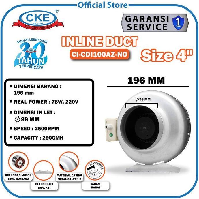 Duct Inline Cke Ci-Cdi100 4 Inch Inline Fan Duct Blower Hisap