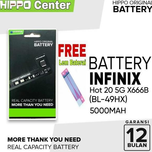 Hippo Baterai Compatible INFINIX HOT 20 5G X666B 5000mAh Kode Battery BL-49HX / BL 49HX / BL49HX