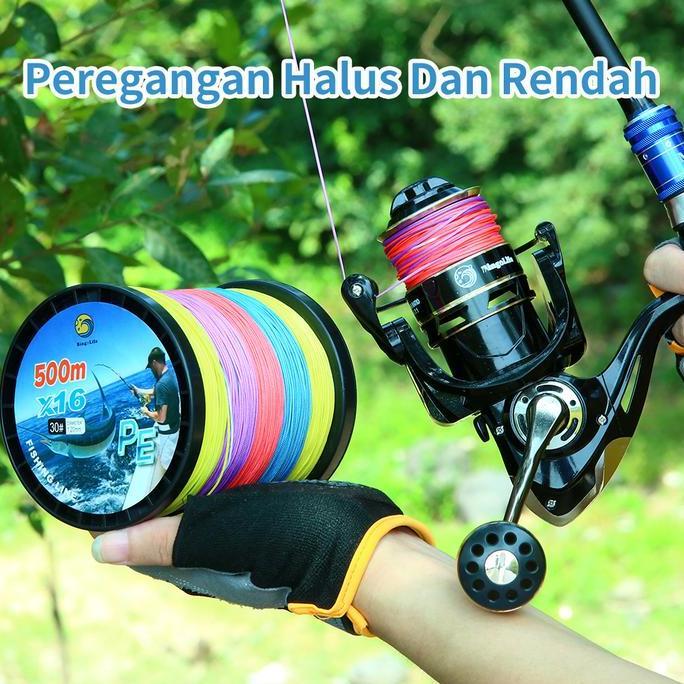 Senar PE X16 Senar Kepang 500m Sepuluh Meter Satu Warna Perahu Pancing
