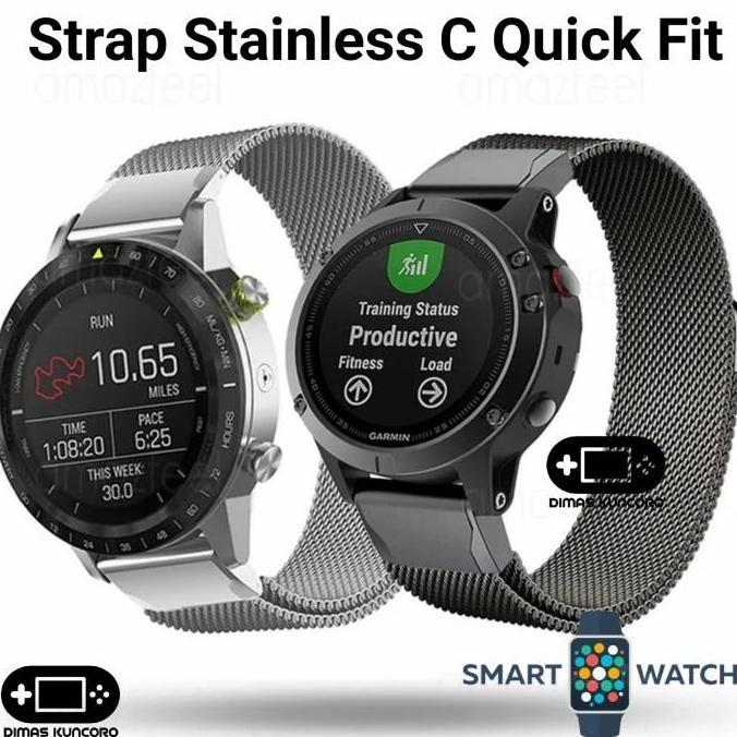 Strap Stainless C Quick Fit garmin foretrex 601 701 901 steel tali jam