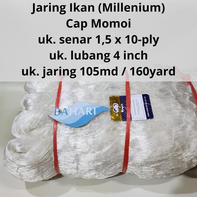 Jaring Ikan Momoi Millenium 10ply - 4" 105/160 (Multi Monofilament Net benang 1,5G 10ply)