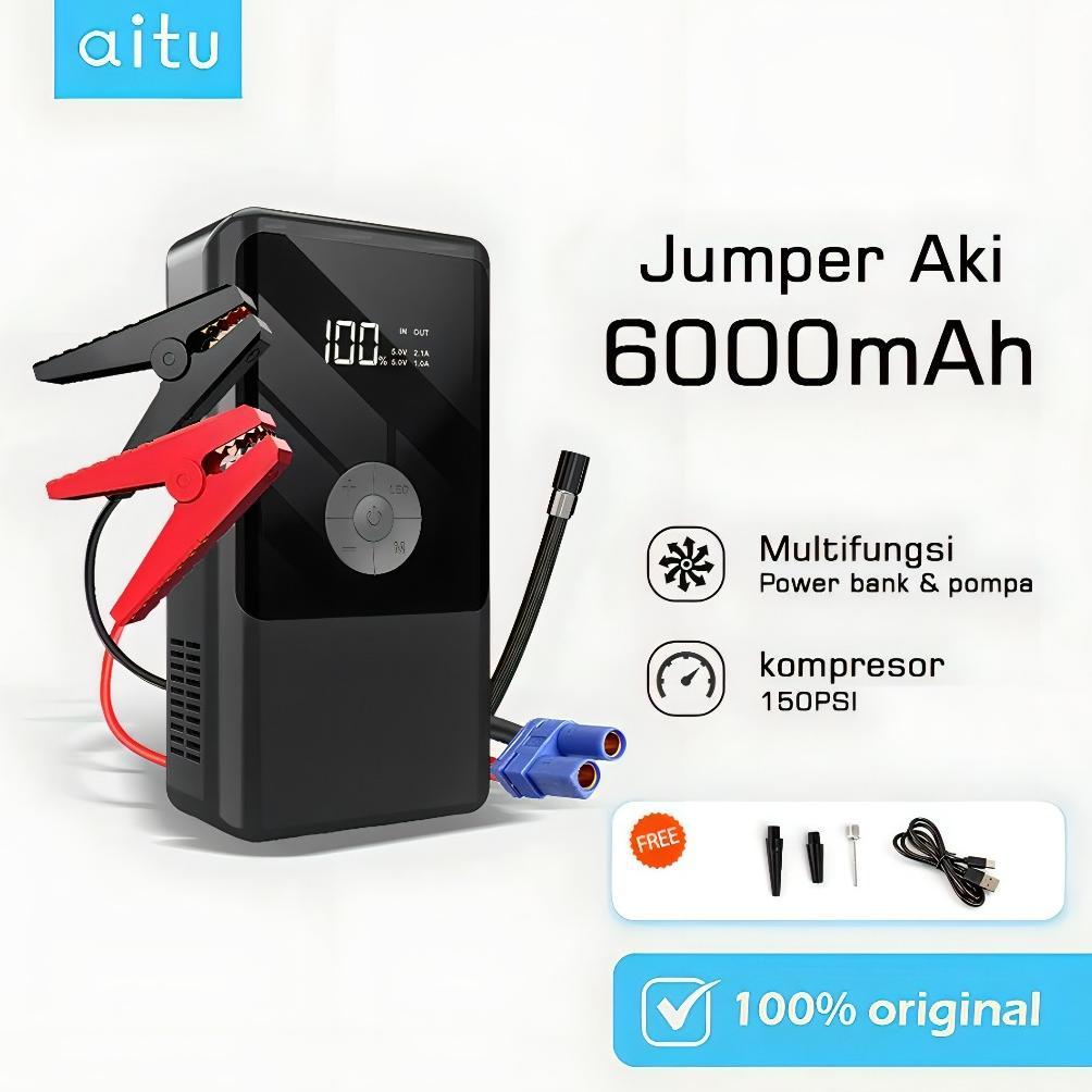 Aitu CYD24 Jumper Starter Aki Compressor Portable Mobil Motor 10000 mAh Alat Pompa Ban LED