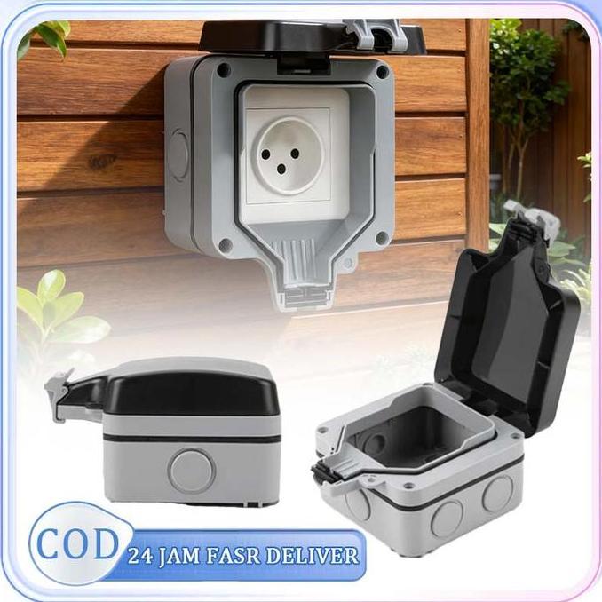 ADX Stop Kontak Anti Air Outdoor Colokan Listrik Outdoor Waterproof Stop Kontak 1 Lubang Double Ip66
