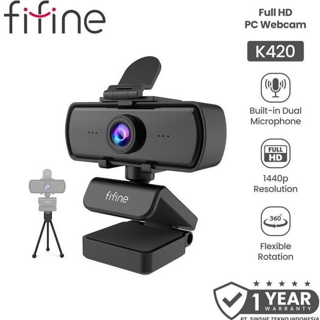 Fifine K420 1440P 2K 4Mp Full Hd Wem Usb Laptop Streaming With Noise Cancelling Microphone With Priv