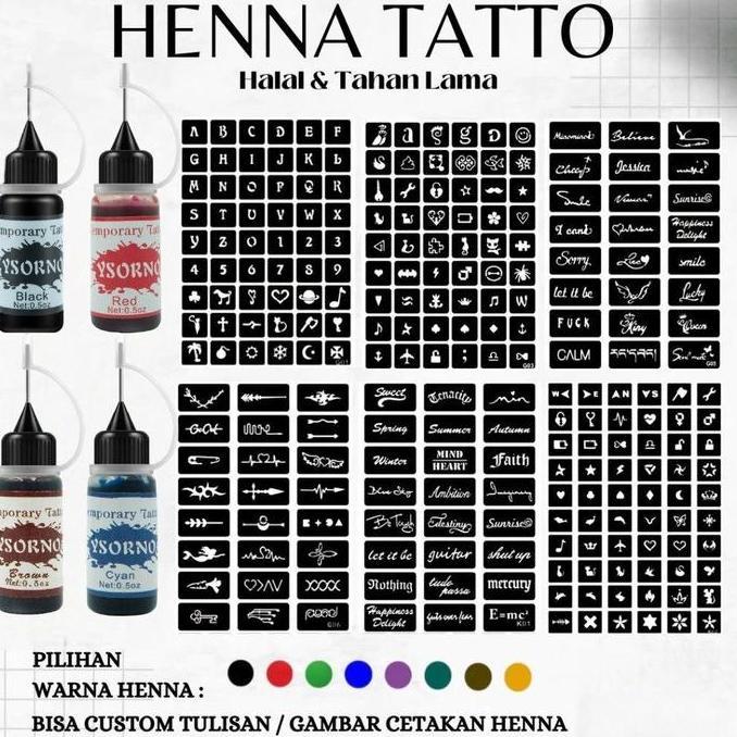 Nail- Henna Isi Ulang Tinta Tato 10Ml Hitam Merah Biru Ungu