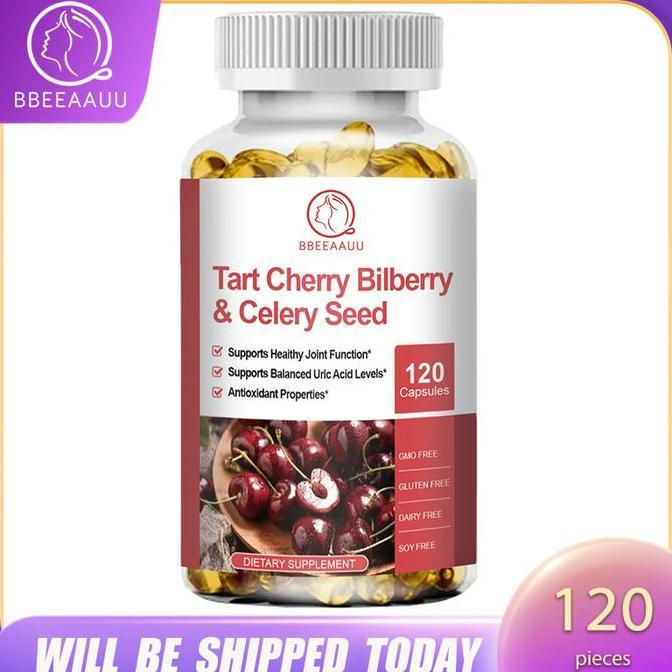 BBEEAAUU Kapsul ceri asam 12000mg Suplemen dengan ekstrak biji seledri yang kuat pembersihan asam ur