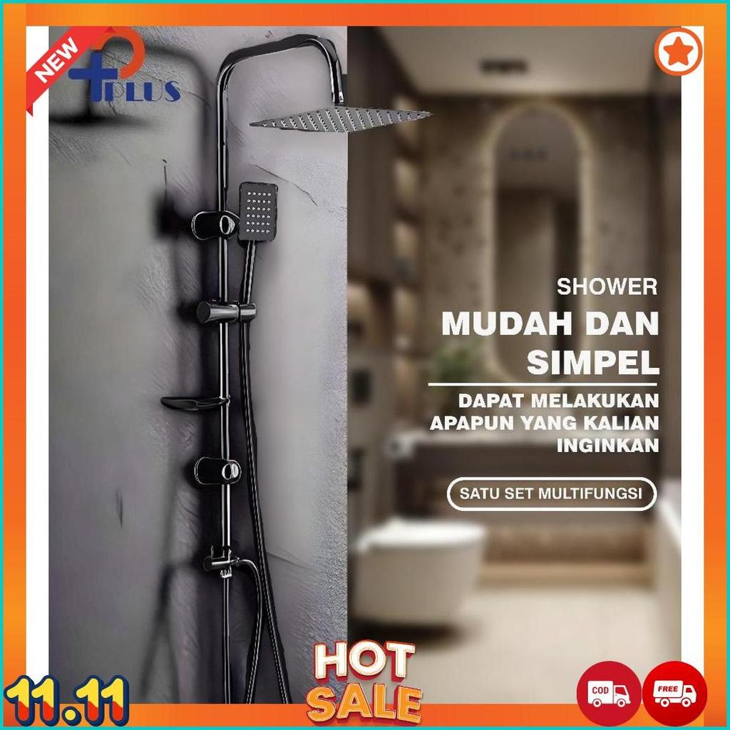 [ Pplus ] Shower Kamar Mandi 1 Set + Kran Cabang/ Shower Mandi Set Stenlis/Mandi Shower Set Full Sta