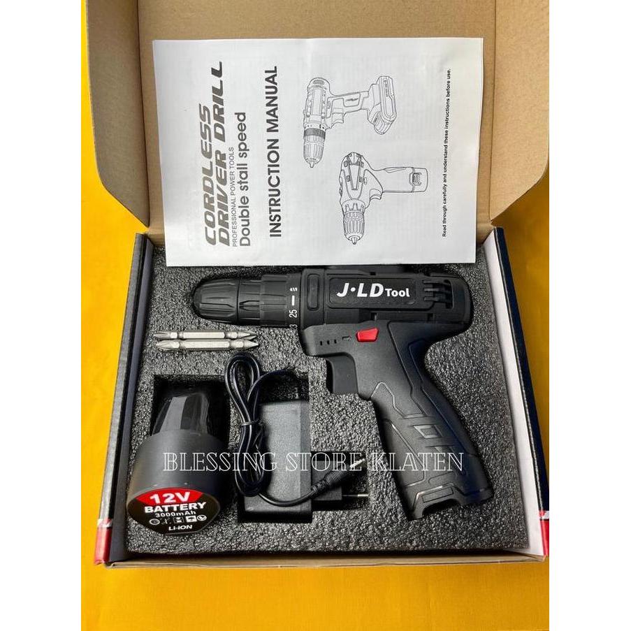 CORDLESS DRILL JLD HITAM 12S 1 BATERE / BOR BATERE JLD HITAM