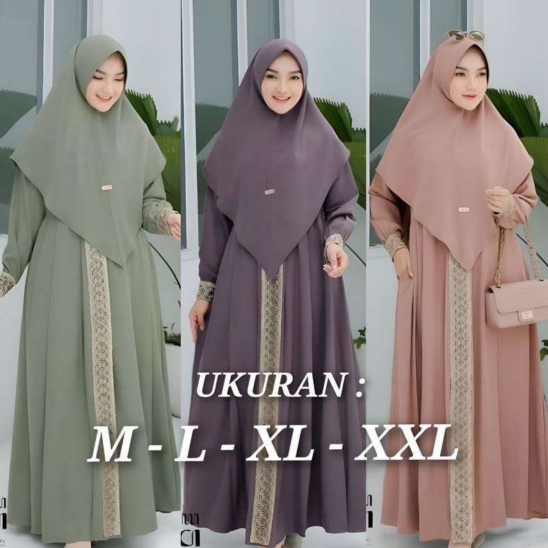New Gamis Syari Kanaya Set Khimar Wanita Dewasa Jumbo Busui Terbaru
