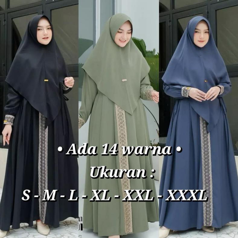 BEST SALE KANAYA SYARI - GAMIS PLUS HIJAB BAHAN SHAKILA PREMIUM RESLETING DEPAN ADA SAKUNYA APLIKASI
