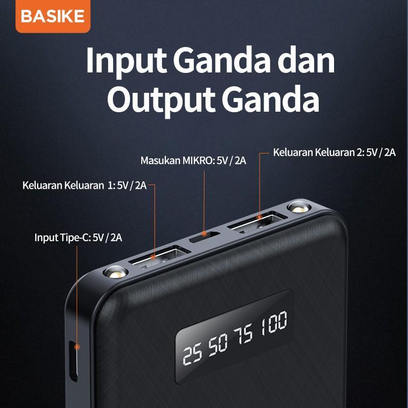 (Hot)Basike Powerbank Fast Charging 30000 20000Mah 10000Mah Dual Usb Mini Murah With Senter Original