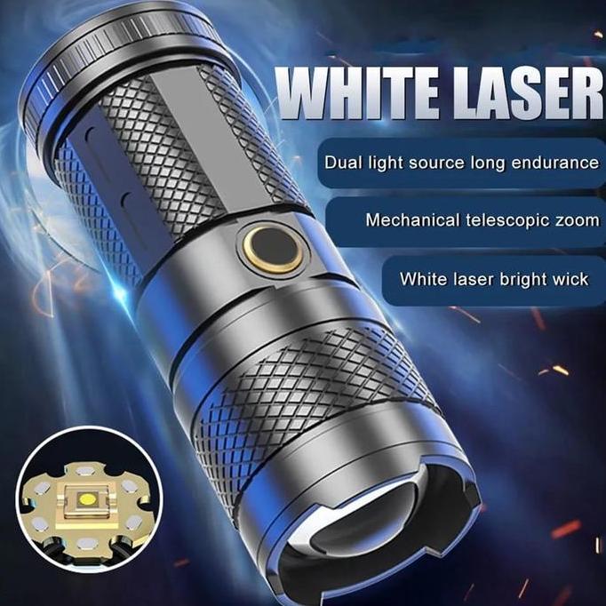 Trg- Senter Kuat Led Super Terang Senter Luar Ruangan Usb Senter Led Laser  / Senter Cas Lampu Plast