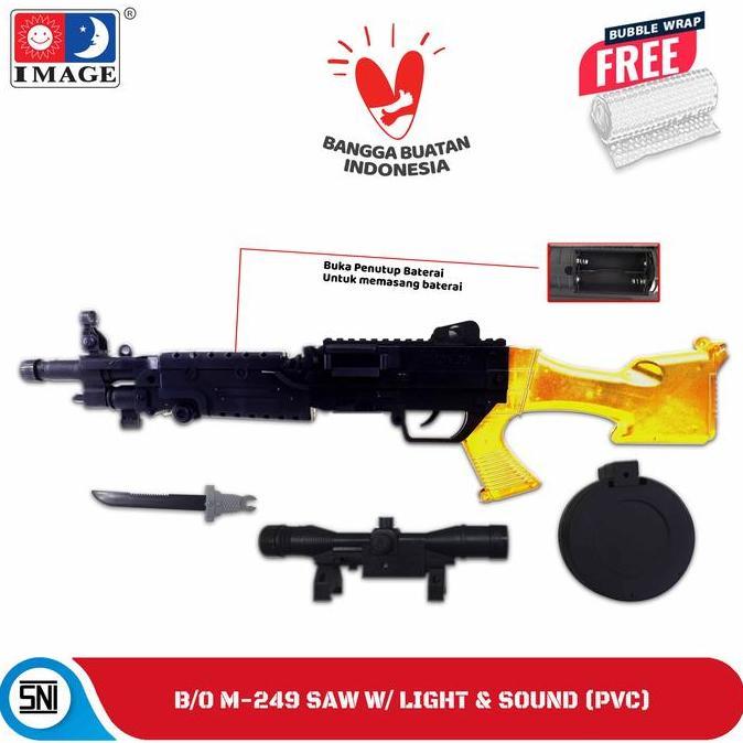 Allthebest- IMAGE TOYS B/O M-249 GUN W/ LIGHT & SOUND PVC Mainan Anak Senapan Berkualitas Tinggi Den