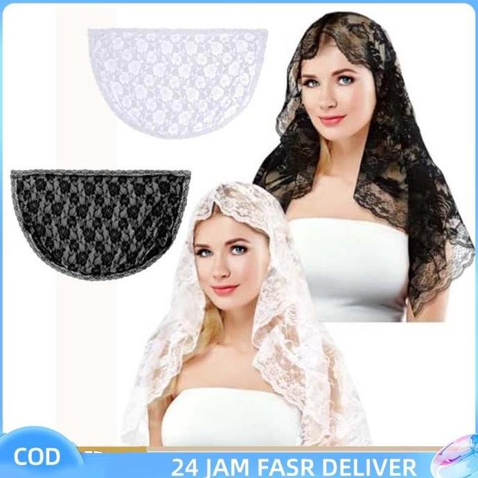 COD Mantila Kerudung Katolik Jilbab Kurung Kain Kepala Pengantin Mantilla Mantila Katolik Kerudung