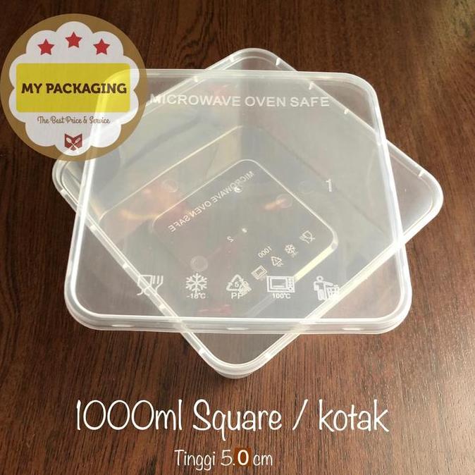 Thinwall KIIP Kotak Makan Microwave / food box / wadah plastik 1000ml SQUARE