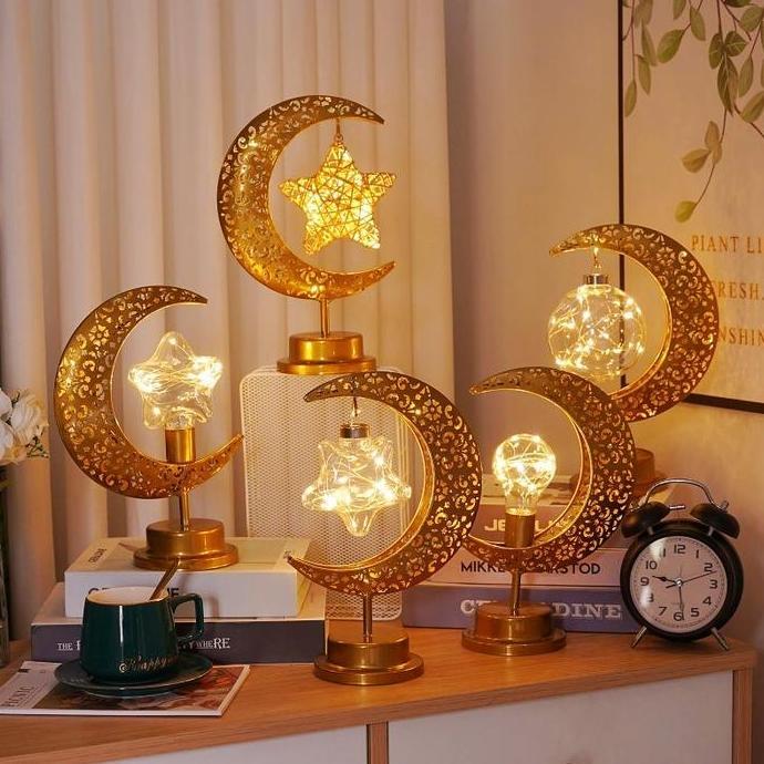 PREMIUM / Lampu Lentera Bulan Bintang LED Warm White Dekorasi Hiasan LED Muslim Hiasan Idul Fitri So