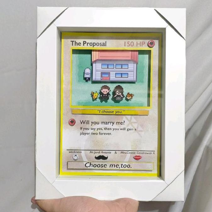 SHADOW BOX FRAME DIORAMA POKEMON TRADING CARD GAME TCG MAHAR TUNANGAN LAHIRAN ANNIVERSARRY GIFT UNIK