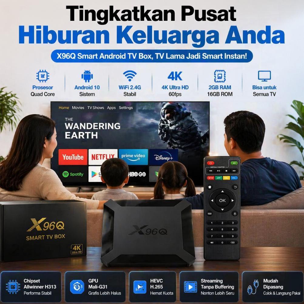 New Tv Box X96Q Android  Rk3518 Wifi6  Tv Box 4K Uhd  2G+16G Bluetooth Voice Set Top Box Tv Digital