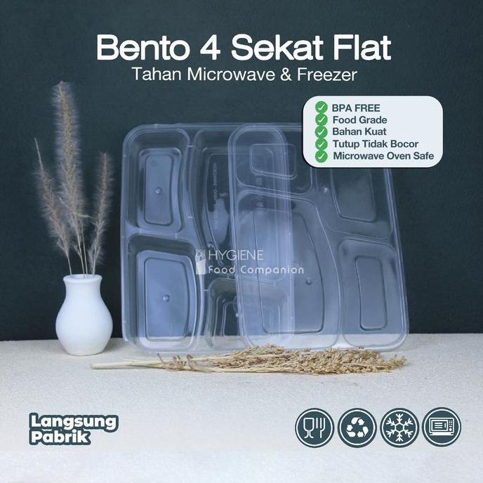 Thinwall Bento Sekat 4 Plastik - Kotak Makan Bento Thinwall Premium