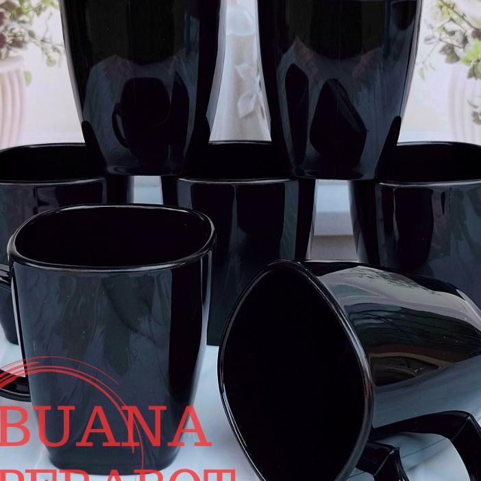 Gelas Cangkir Melamin Gagang Atau Gelas Kopi Teh Gagang Isi 6 Pcs