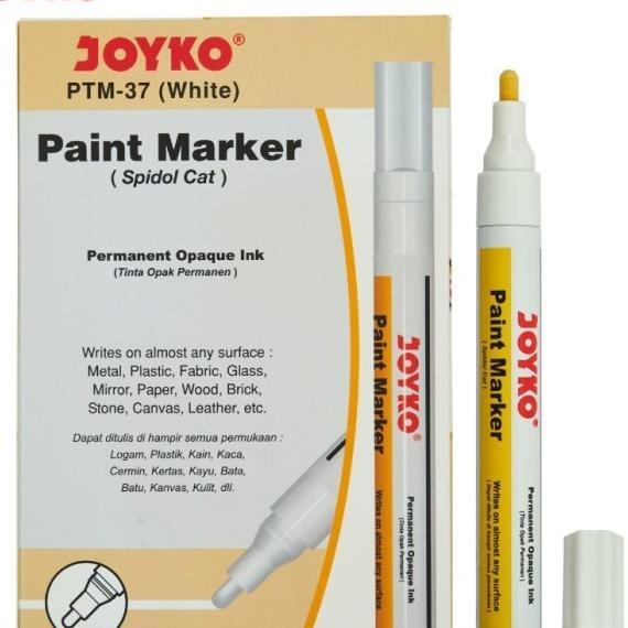 Paint Marker Joyko / Spidol Cat Putih Hitam Gold Silver - 1 Lusin Isi 12 Pcs