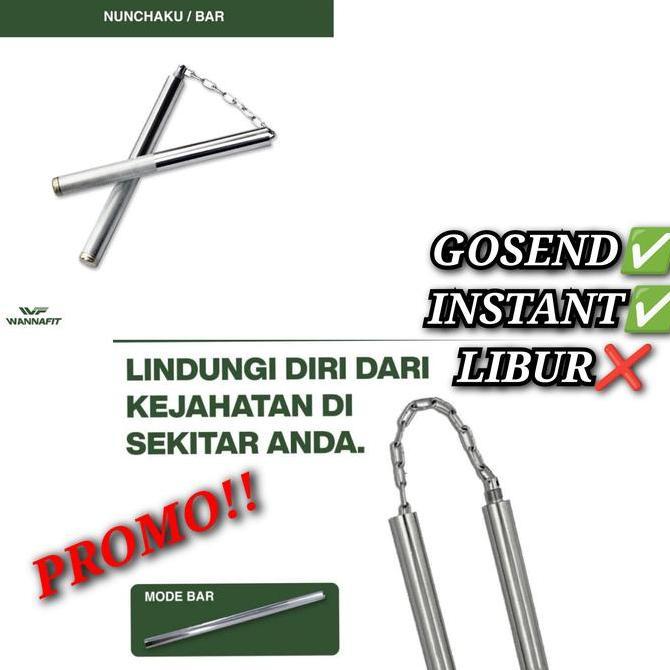 NUNCHAKU DOUBLE STICK BESI TOYA TONGKAT BELADIRI WANNNAFIT