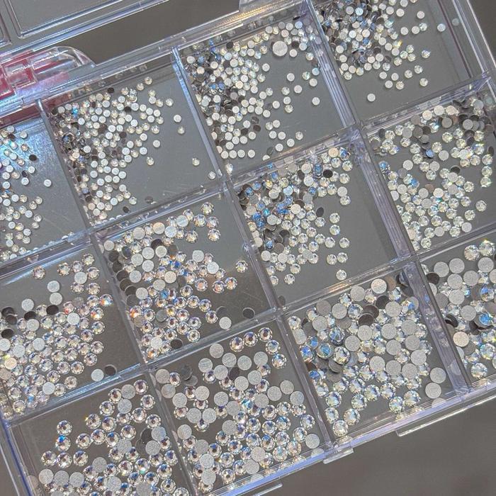 100 Butir - Premium Rhinestones Clear AB Flat Bottom - 2.7mm