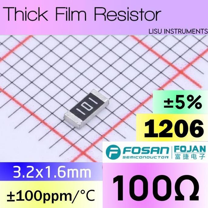MOTRONICS 5 BUAH - 100R 1206 5% SMD THICK FILM RESISTOR 100 101 FRS1206J101 TS FOJAN- 5 BUAH