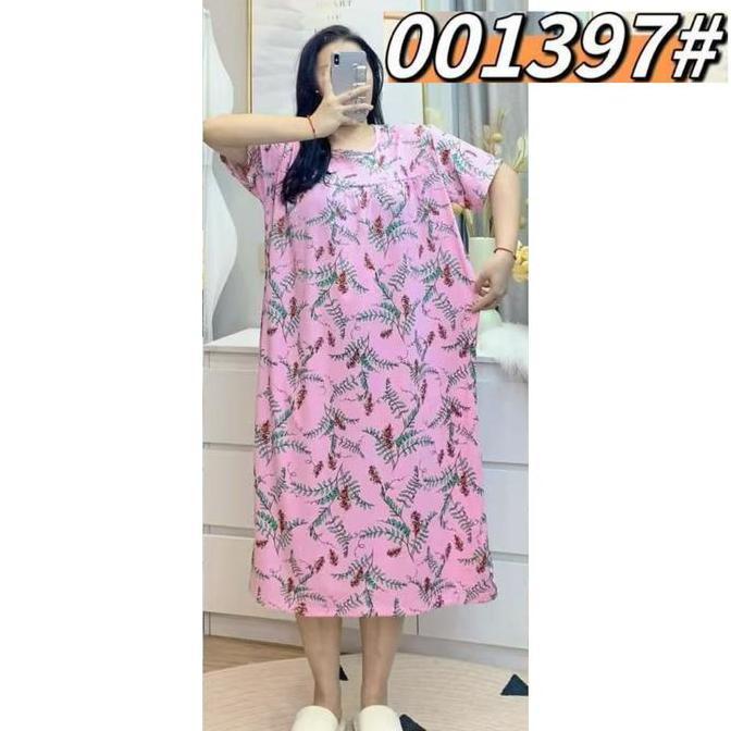 Ling- Daster Spandex Super Jumbo Adem Motif Bunga Dress Tidur Nita Bumil Import Oversize Desa Jumbo 