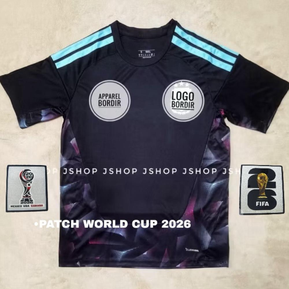 LOGO BORDIR JERSEY BOLA JERSEY PIALA DUNIA 2026 JERSEY ARGENTINA KIPER HITAM 2026