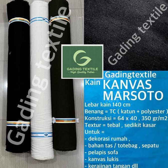 Costurar - ( Per 1 Meter ) Kain Kanvas Canvas Marsoto Tc Tetoron Katun Lebar 140 Cm Warna Putih Bera