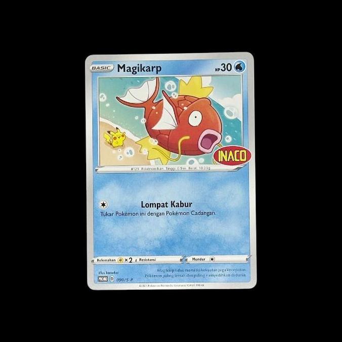 KARTU POKEMON TCG INDONESIA MAGIKARP PIKACHU PROMO INACO ILLUSTRATOR KANAHEI 090/S-P RG99