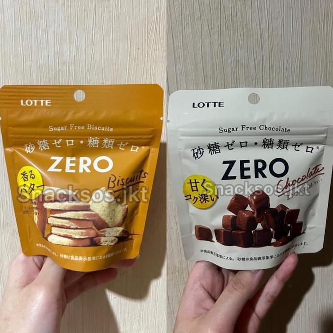 LOTTE ZERO SUGAR FREE CHOCOLATE CUBE CRUNKY DREAM CACAO COCOA / LOTTE ZERO SUGAR FREE BISCUITS